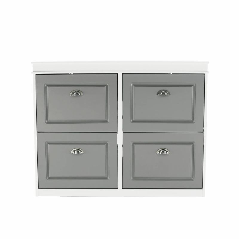 Botník, 104cm, 4-radový, biely, sivý, SEBER TYP 5