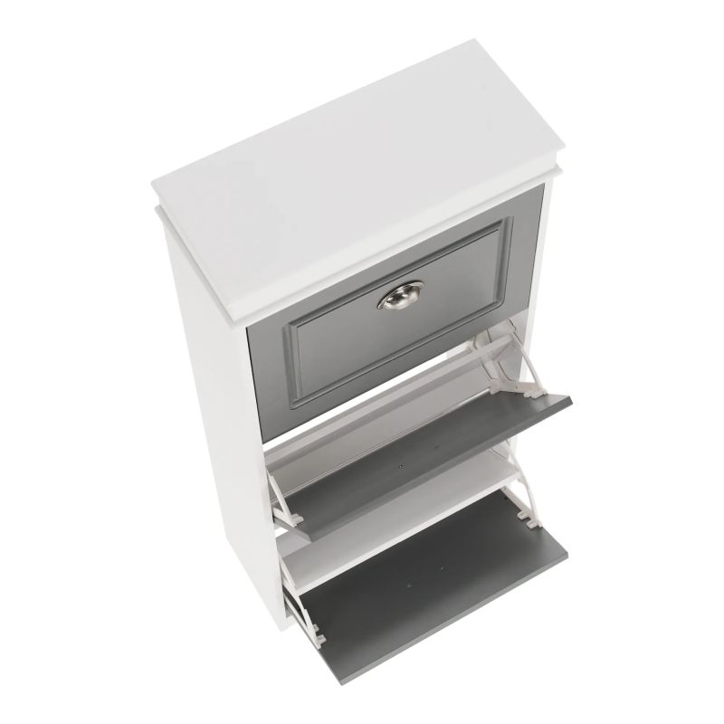 Botník, 53cm, 3-radový, biely, sivý, SEBER TYP 2