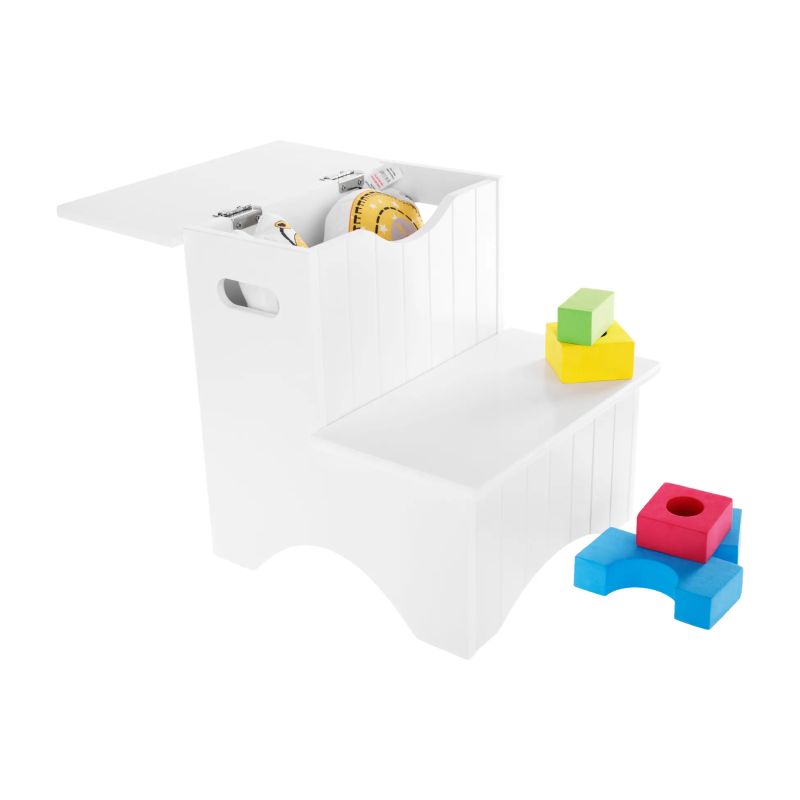 Detské schodíky, 33cm, úložný priestor, biele, HURLEY