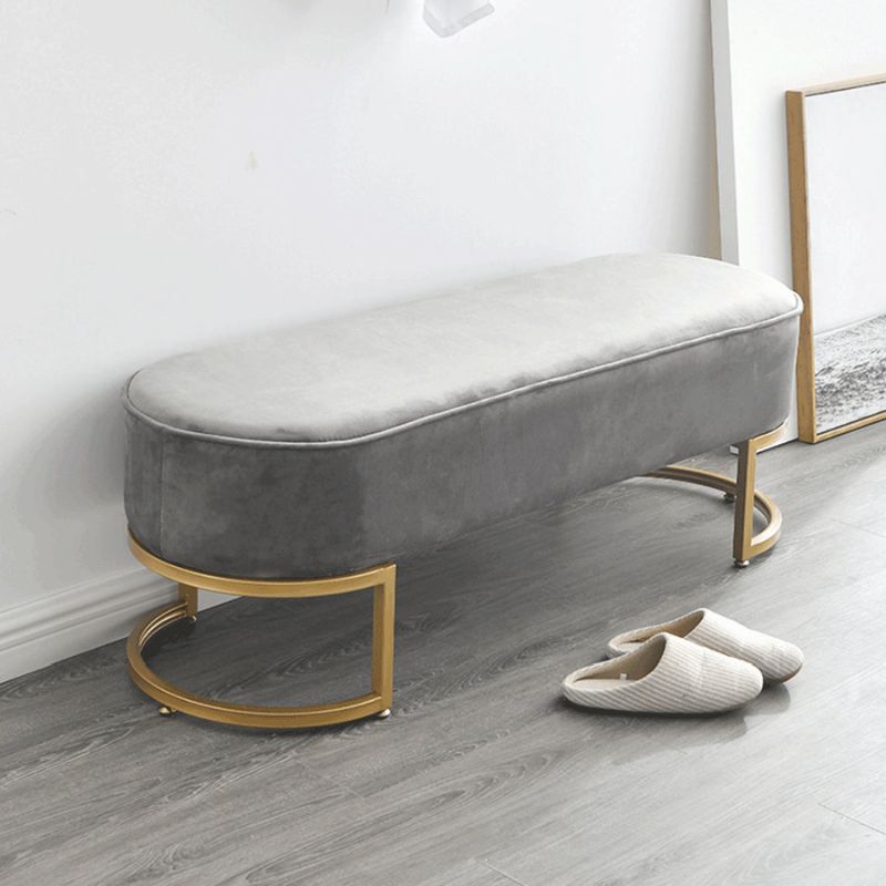 Dizajnová lavica, 100cm, sivá látka, zlatý kov, MIRILA NEW