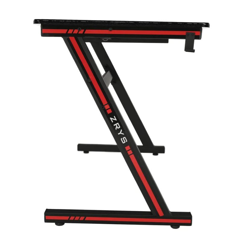 Herný stôl, 140x60cm, čierny, červený, MACKENZIE 140