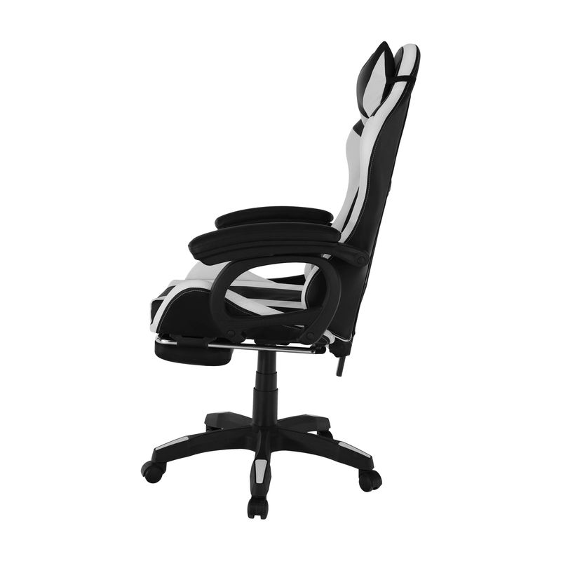 Kancelárske, herné kreslo, s RGB LED podsvietením, čierna a biela ekokoža, JOVELA