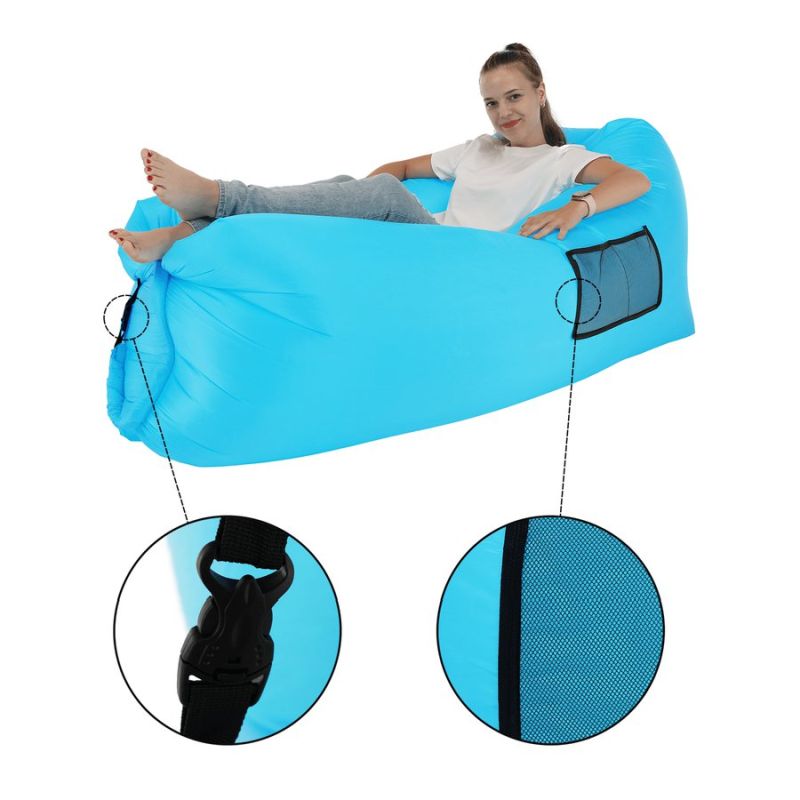 Nafukovací sedací vak, modrý, LEBAG