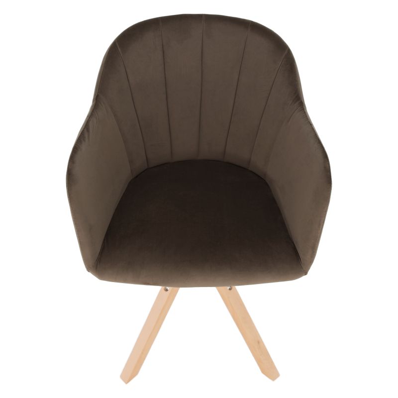 Otočné kreslo, buk drevo, sivohnedá taupe látka, DALIO