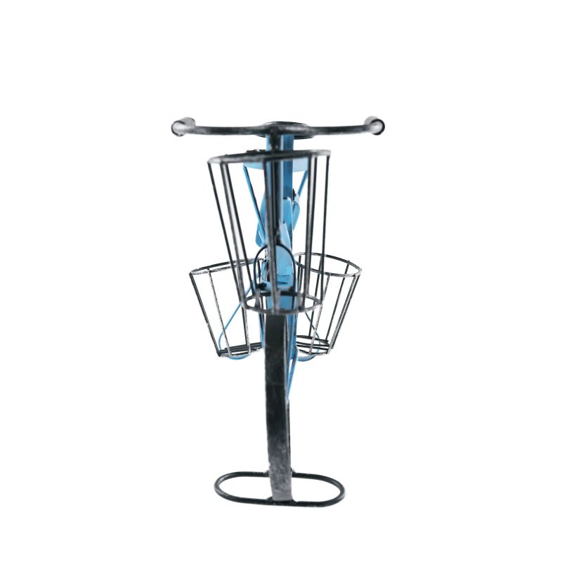 RETRO kvetináč v tvare bicykla, kov čierny, modrý, ALBO