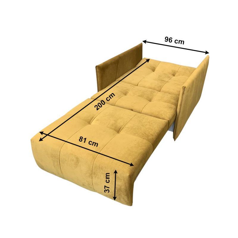 Kreslo, rozkladacie, horčicová látka, ALANA