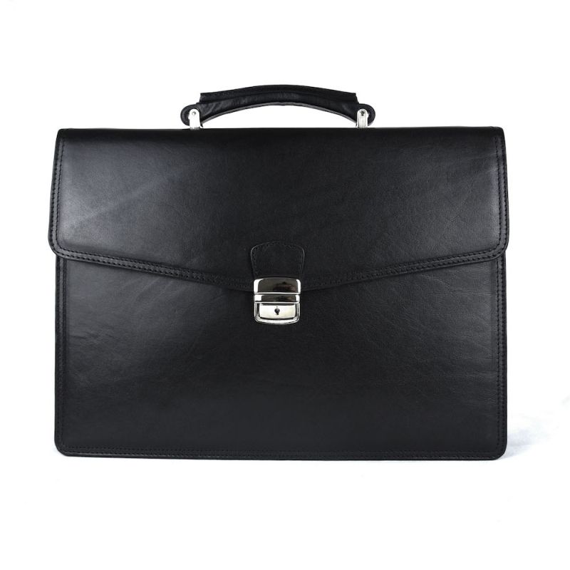 Luxusná moderná kožená aktovka z pravej kože v čiernej farbe č.8129