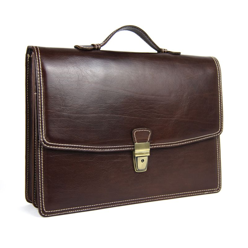 Luxusná elegantná kožená aktovka z pravej kože v hnedej farbe č.8170