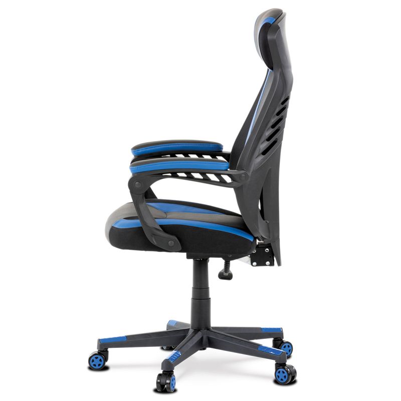 Herné kreslo, čierna, modrá, ekokoža, 130 kg, KA-Y213 BLUE
