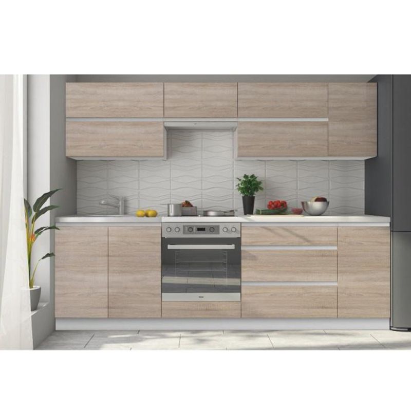 Kuchynská zostava, 260cm, biela, dub sonoma, LINE
