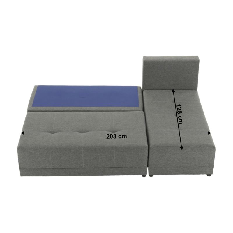 Rohová, sedacia súprava, látka sivá a čierna, pravá, MEXX