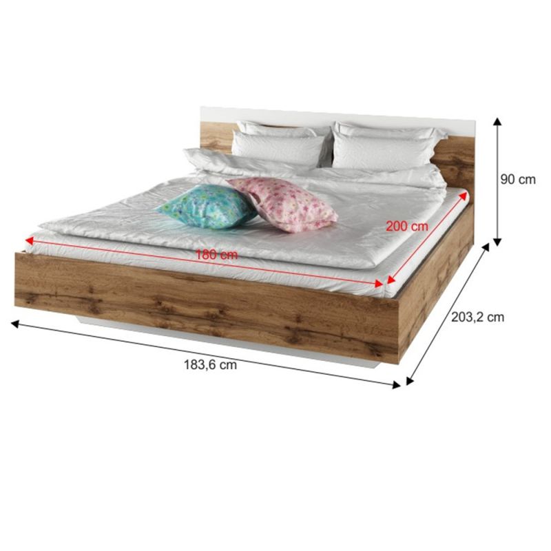 Spálňový komplet, 180x200cm, dub wotan, biely, GABRIELA NEW