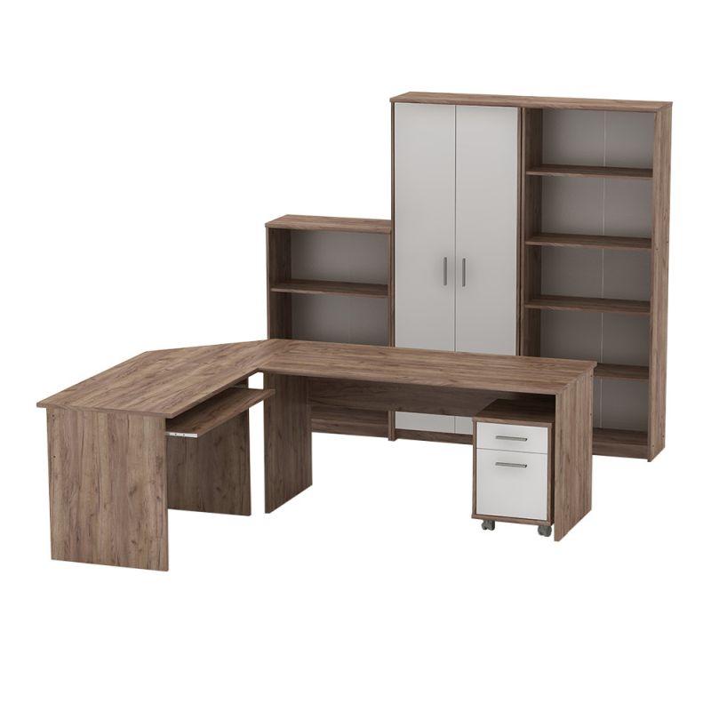 Regál so skrinkou, 72cm, kraft dunkel, biely, JOHAN 2 NEW 10