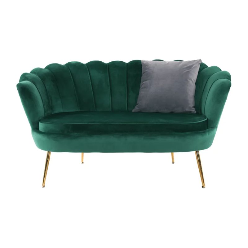 Lavica, Art-deco, nohy gold chróm, smaragdová látka, NOBLIN