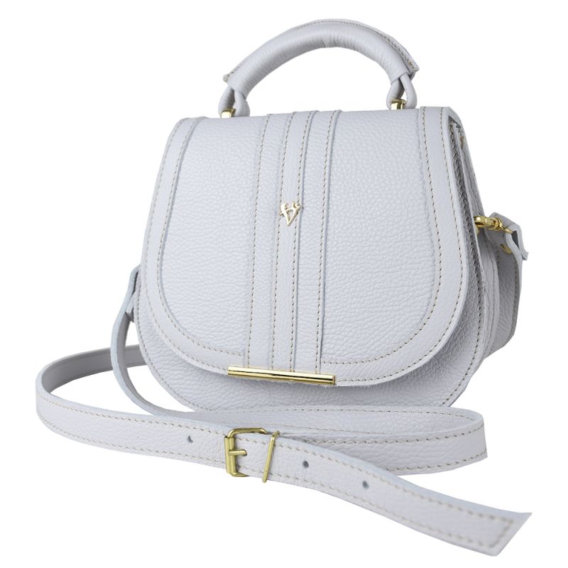 Módna kožená kabelka vo svetlo šedej farbe