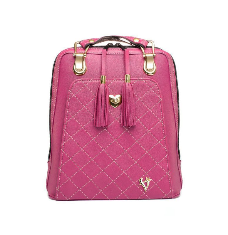 Luxusný kožený ruksak z pravej hovädzej kože č.8668 vo farbe Fuchsia