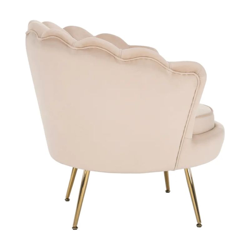 Kreslo, Art-deco, nohy gold chróm, béžová látka, NOBLIN