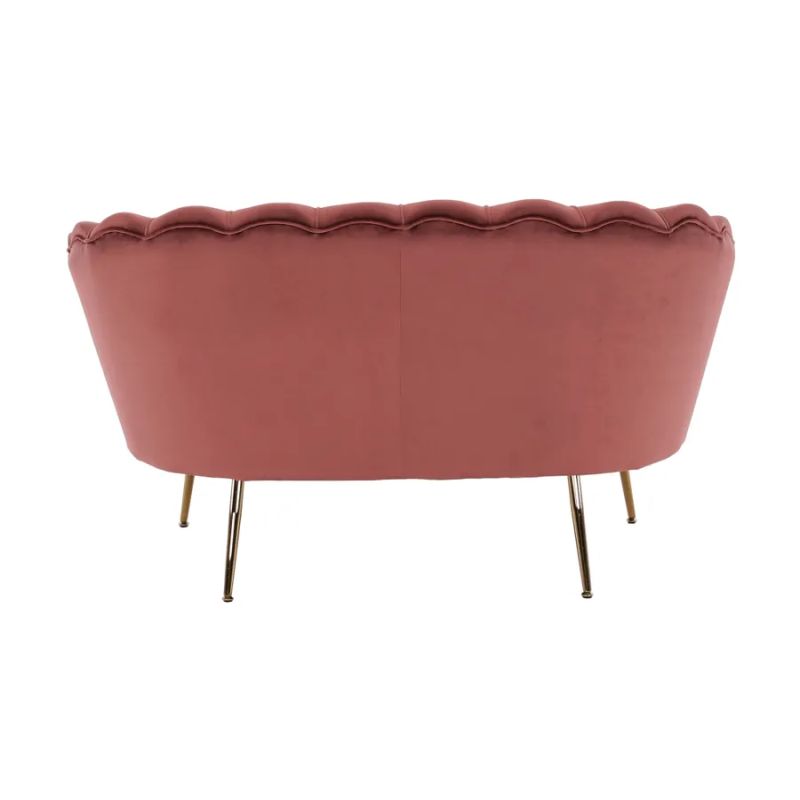 Lavica, Art-deco, nohy gold chróm, ružová látka, NOBLIN