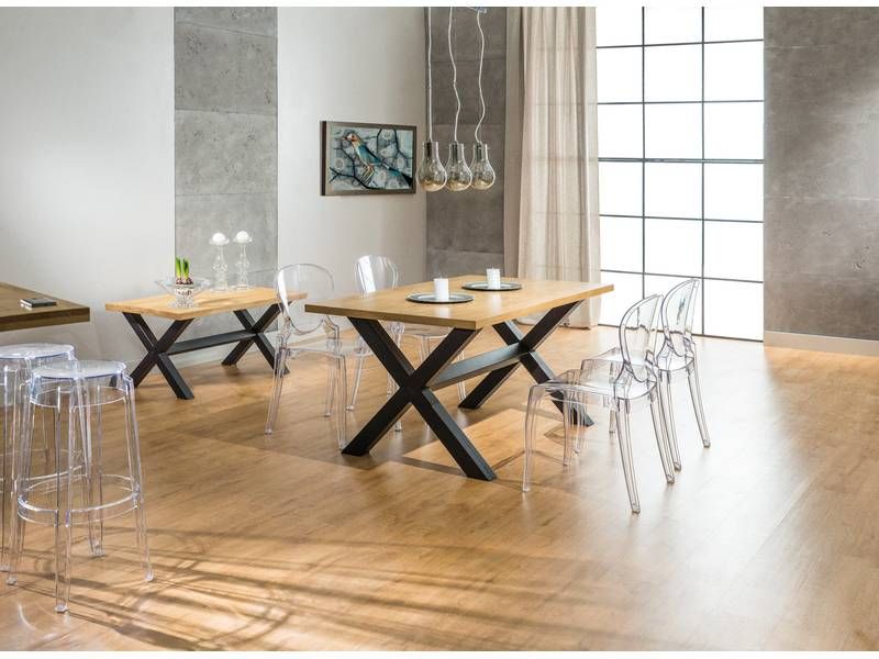 Jedálenský stôl, 150x90cm, MDF, dub, čierny, Signal, XAVIERO 150