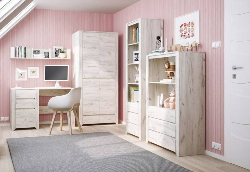 Komoda, 119cm, kombinovaná, dub white craft, HESTRA TYP 41