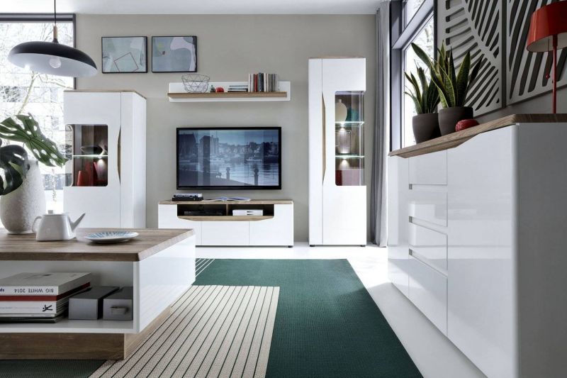 Skriňa, 90cm, kombinovaná, alpská biela, dub stirling, TOLEDO TOLS01