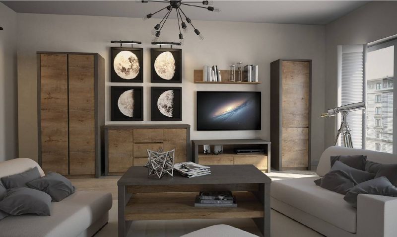 Komoda, 130cm, lefkas ciemny, smooth grey, MONTANA K3D