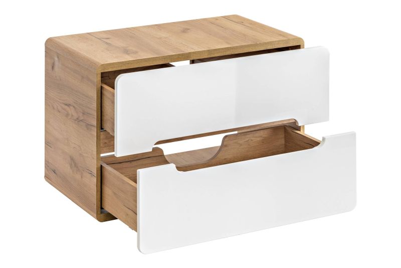 Skrinka do kúpeľne, 80cm, dub craft zlatý, biely lesk, ARUBA WHITE 829