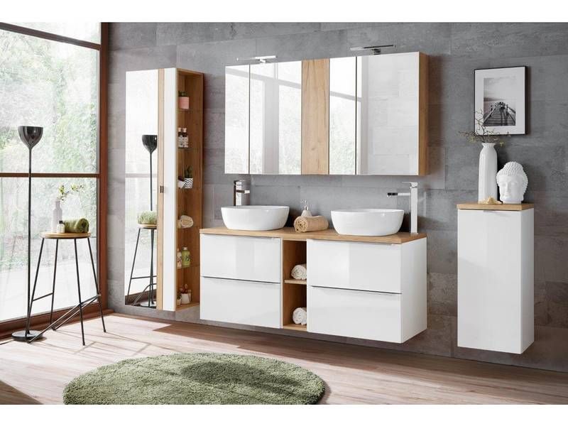 Kúpeľňová doska, 61cm, biely lesk, CAPRI WHITE 890