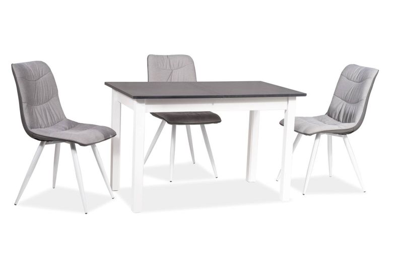 Jedálenský stôl, 125x75cm, rozkladací, MDF, antracyt, biely, Signal, HORACY 125