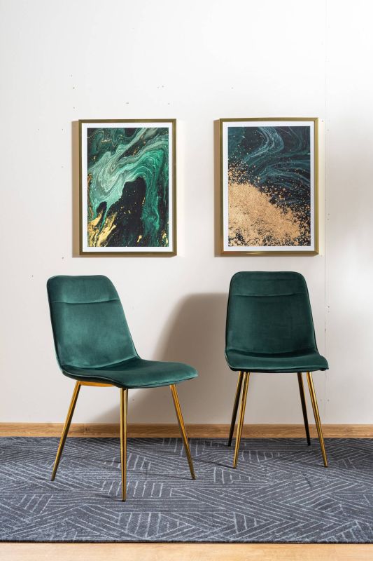 Jedálenská stolička, zelená látka, nohy gold chróm zlatý, Signal, EROS VELVET