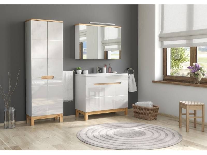 Skrinka pod umývadlo, 100cm, biela, lesk, BALI WHITE 825