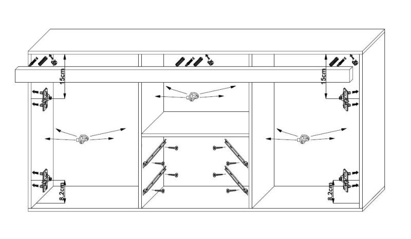 Komoda, 164cm, kombinovaná, biely mat, čierny lesk, SAMBA 5
