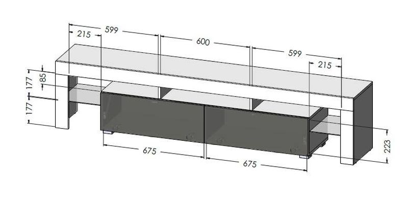Televízny stolík, 200cm, čierny, SOLO