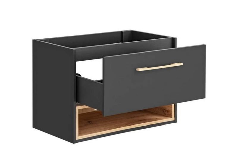 Skrinka pod umývadlo, 80cm, sivá, dub artisan, BORNEO COSMOS 821