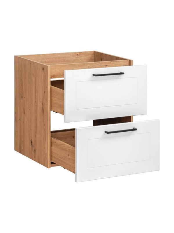Skrinka pod umývadlo, 60cm, dub artisan, biela, MADERA WHITE 820