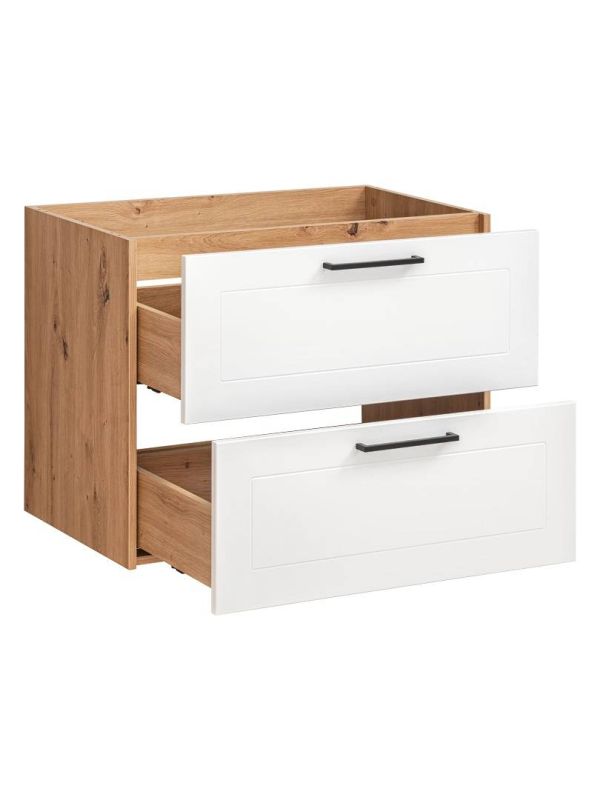 Skrinka pod umývadlo, 80cm, dub artisan, biela, MADERA WHITE 821