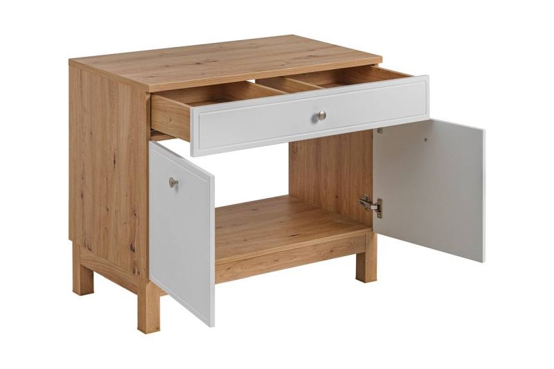 Skrinka do kúpeľne, 90cm, dub artisan, biela, SAMOA 852