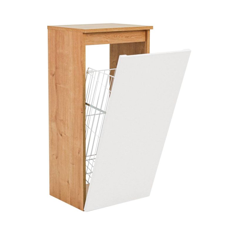 Skrinka s košom na bielizeň, 40cm, dub , biela, MONAKO OAK WHITE 811