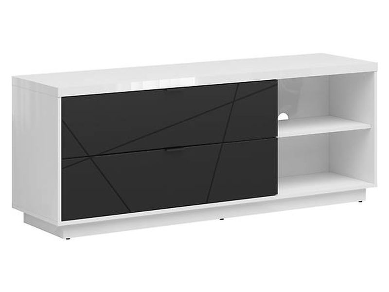 Televízny stolík, 156cm, biely, čierny, BRW FORN RTV2S