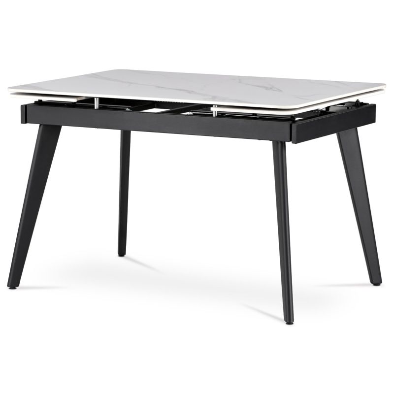 Jedálenský stôl 120-180x80 cm, rozkladací, keramika, kov, biely, HT-405M WT
