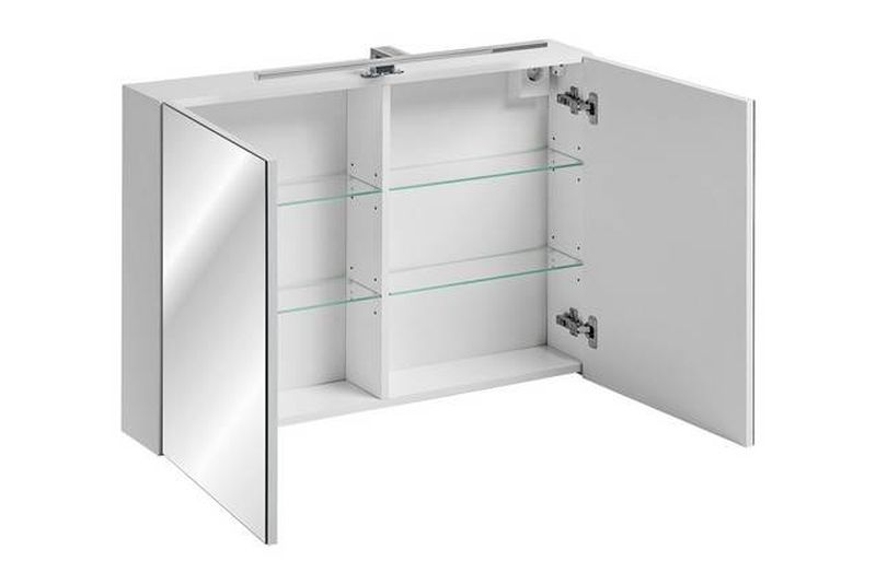 Skrinka so zrkadlom, 90cm, biela, LEONARDO WHITE 84-90-B-2D