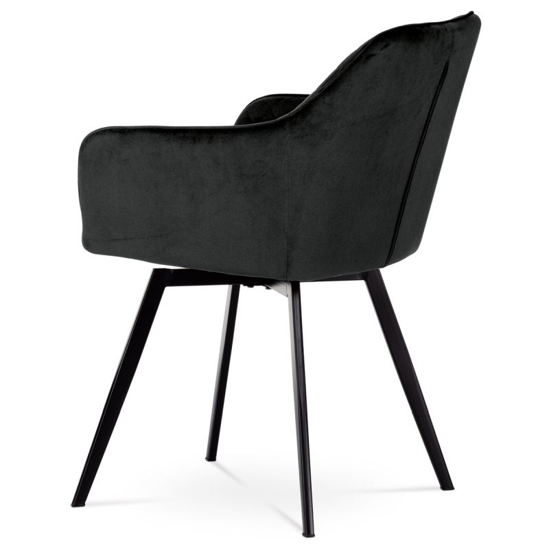 Jedálenská stolička, čierna, zamatová látka, DCH-425 BK4