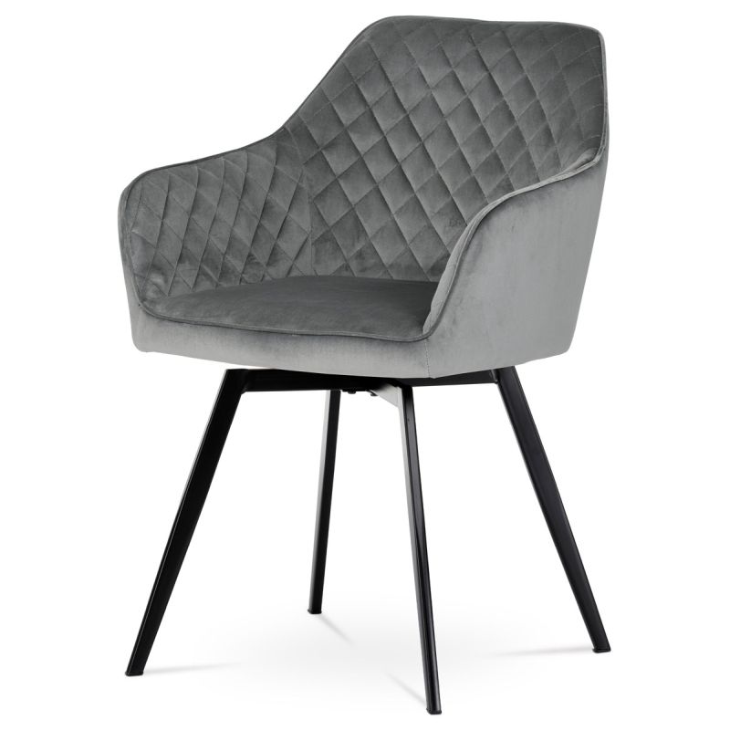 Jedálenská stolička, sivá, zamatová, látka, DCH-425 GREY4