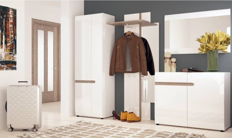 Konferenčný stolík, 75x75cm, biely, biely lesk, dub truflowy, EXT LYNATE TYP 71 