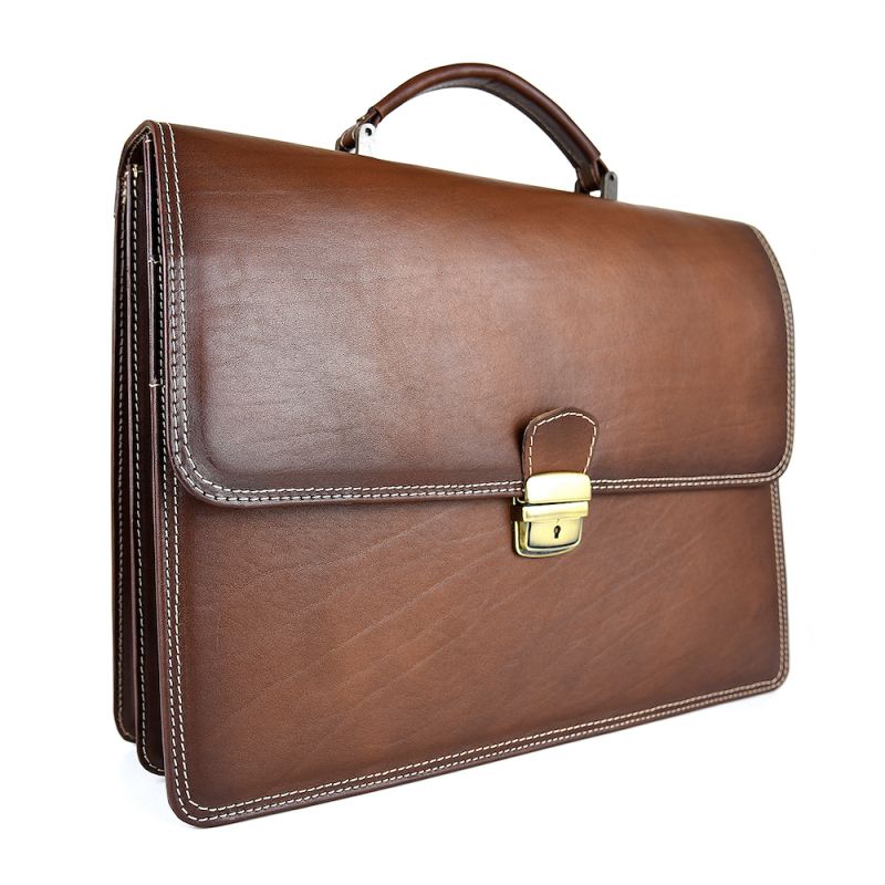 Kožená aktovka č.8040 v hnedej farbe, ručne natieraná