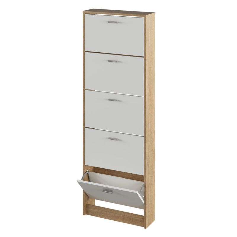 Botník, 58cm, 5-radový, dub sonoma, biely, MOBI 15