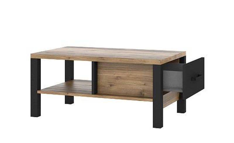 Konferenčný stolík, 90x56cm, appenzeller fichte, čierny, HELVETIA OLIN 99