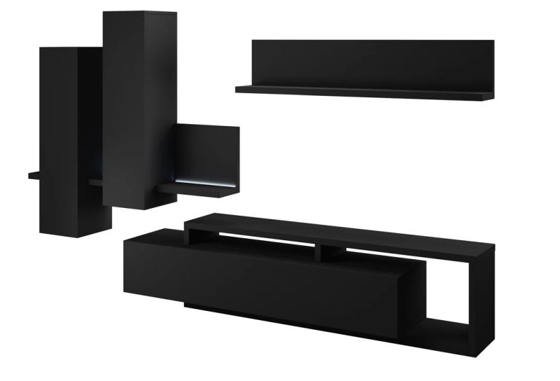 Obývacia stena, 310cm, čierna, HELVETIA BOTA 09