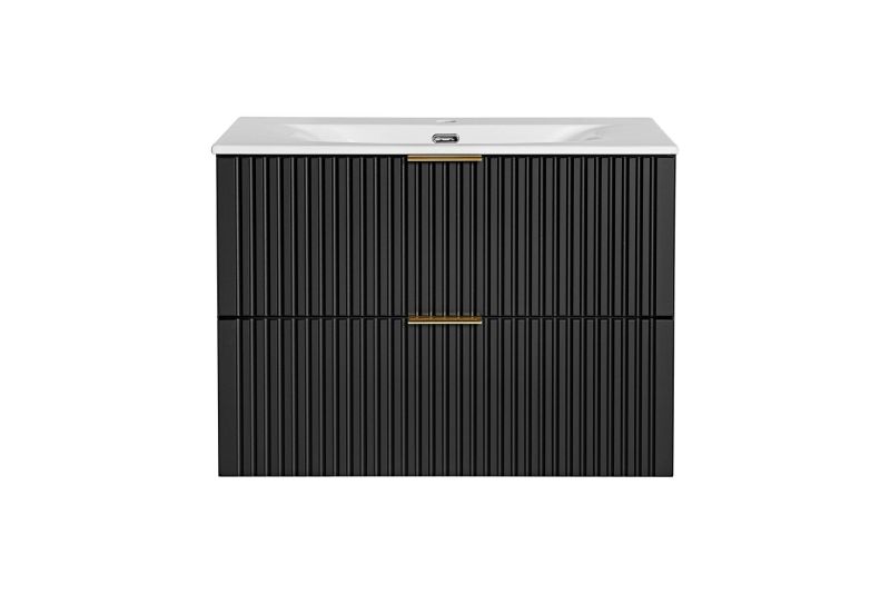 Skrinka pod umývadlo, 80cm, čierny mat, ADEL BLACK 82-80-B-2S