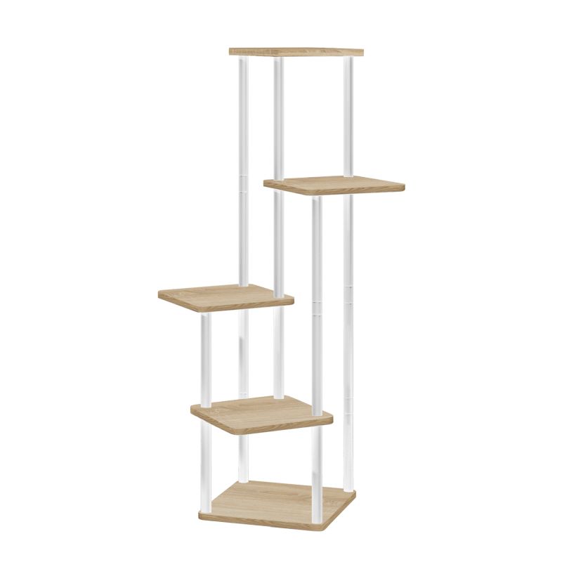 Kovový stojan na kvety, kov biely, DTD dub sonoma, ADITE